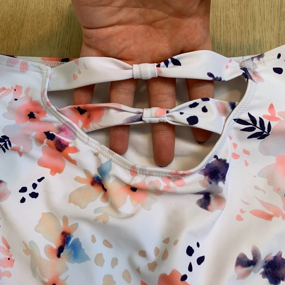 Womens Bikini Bottoms Size XS Floral White Pink Swim Summer Pool Beach Vacation - Picture 5 of 14